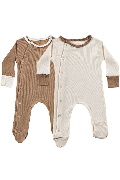 Milky Chocolate Baby Onesie Set 2 Pieces Unisex Organic Cotton Newborn Gift Set - 10