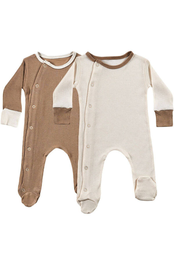 Milky Chocolate Baby Onesie Set 2 Pieces Unisex Organic Cotton Newborn Gift Set - 2