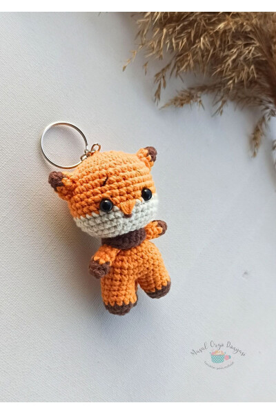 Mini Fox Aigurumi Keychain (7 Cm) Made with Natural & Antibacterial Yarns - 8