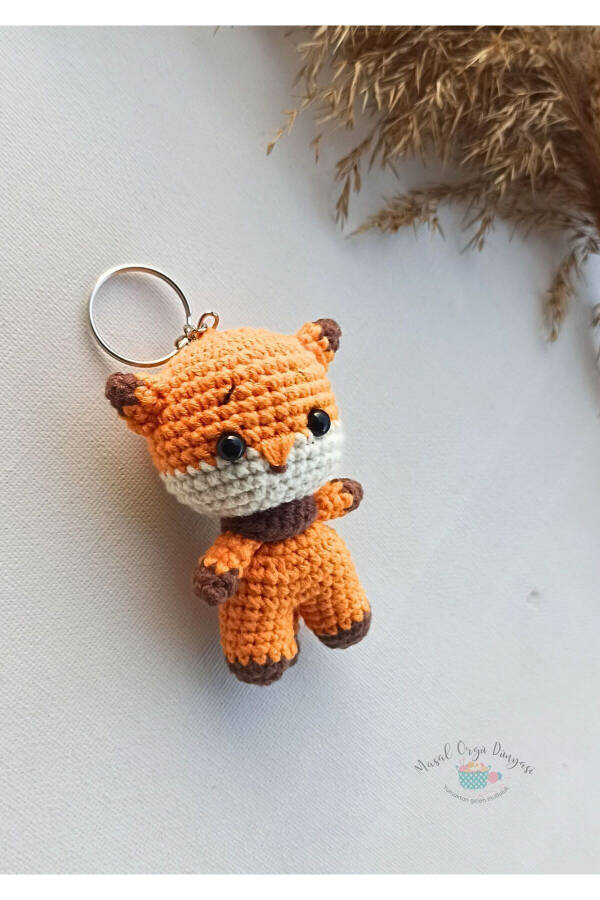 Mini Fox Aigurumi Keychain (7 Cm) Made with Natural & Antibacterial Yarns - 8