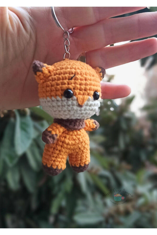 Mini Fox Aigurumi Keychain (7 Cm) Made with Natural & Antibacterial Yarns - 9