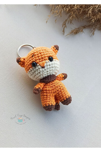 Mini Fox Aigurumi Keychain (7 Cm) Made with Natural & Antibacterial Yarns - 11