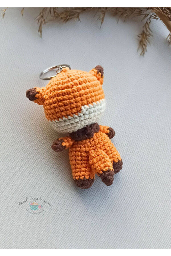 Mini Fox Aigurumi Keychain (7 Cm) Made with Natural & Antibacterial Yarns - 12