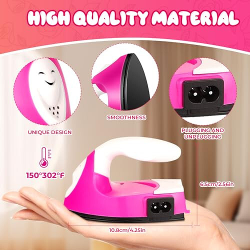 Mini Heat Press - Rose Red Mini Craft Iron for Crafts Quilting with Charging Accessories Machine for Clothes, Paste, DIY, Crafts, Heat Transfer-30w - 2