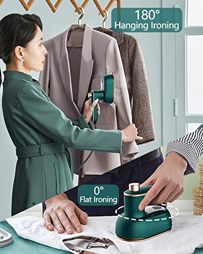 Mini Ironing Machine Handheld Can Be Rotated 180 Degrees, Travel Iron for Clothes, Professional Household Fast Heating Wired Small Electric Iron, Portable Heat Press Clothing Iron Machine (Green) - 3