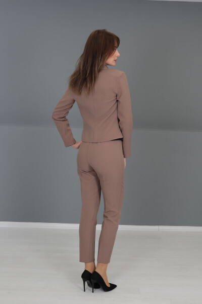 Mini Jacket & Straight Leg Trousers Set - Peach - 15