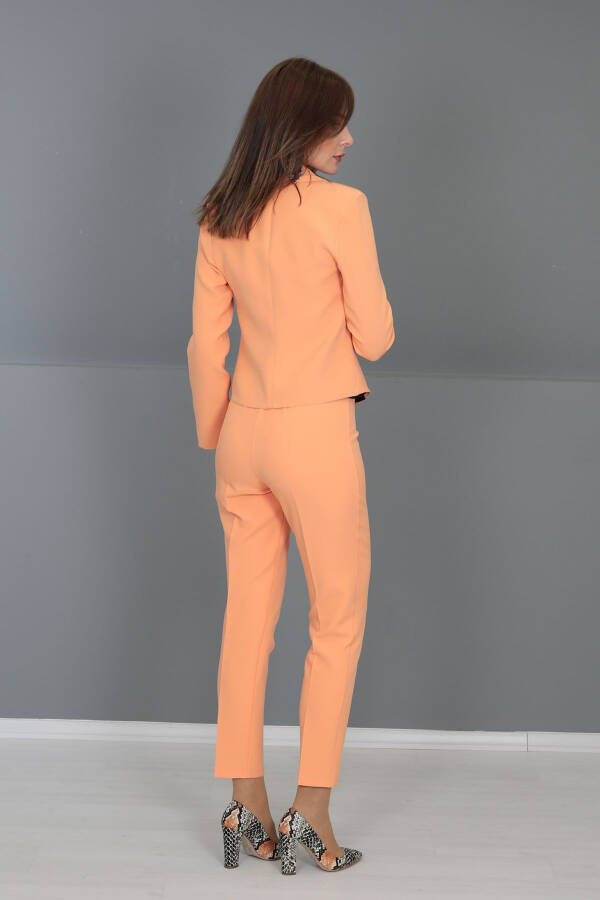 Mini Jacket & Straight Leg Trousers Set - Peach - 10