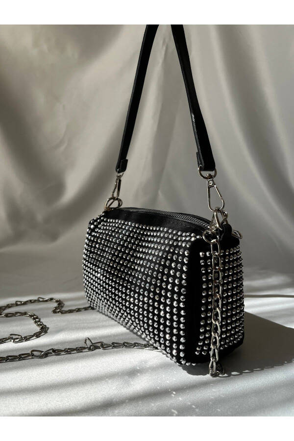 Mini shoulder bag with sparkling stones. - 1