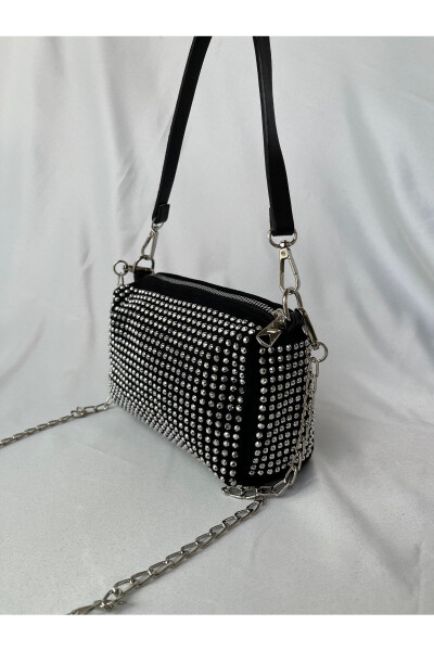 Mini shoulder bag with sparkling stones. - 4