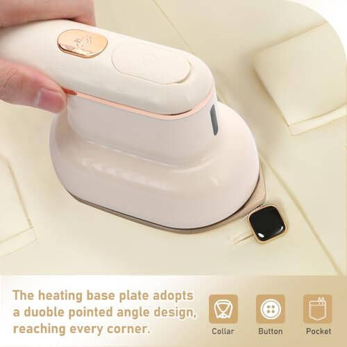 Mini Steam Iron for Clothes, 1100W Portable Steamer Travel Mini Steam Iron, Iron Steamer Support Dry and Wet Ironing 2 in 1 Fast Heat-Up for Home Travel College (Beige) - 4