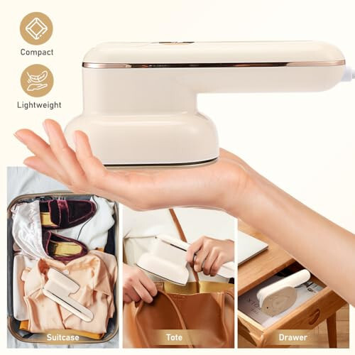 Mini Steam Iron for Clothes, 1100W Portable Steamer Travel Mini Steam Iron, Iron Steamer Support Dry and Wet Ironing 2 in 1 Fast Heat-Up for Home Travel College (Beige) - 5