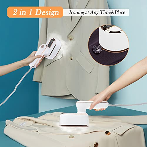 Mini Steam Iron for Clothes, Biupky Travel Steamer for Clothes Portable Steamer Travel Iron, Micro Steam Iron Mini Handheld Steamer Support Dry And Wet Ironing for Home Travel (White) - 3