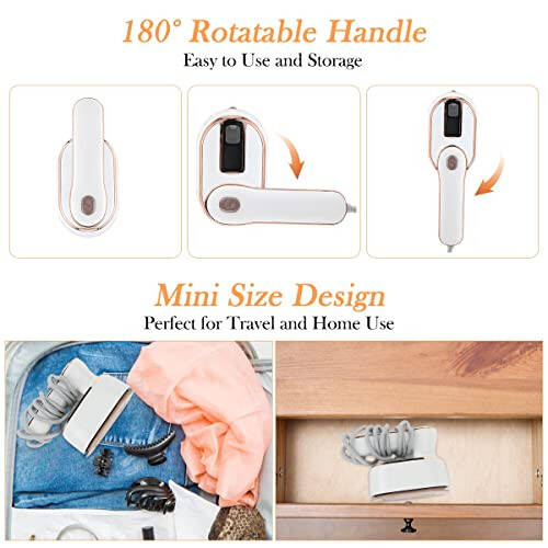 Mini Steam Iron for Clothes, Biupky Travel Steamer for Clothes Portable Steamer Travel Iron, Micro Steam Iron Mini Handheld Steamer Support Dry And Wet Ironing for Home Travel (White) - 6