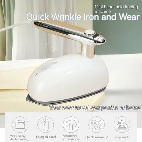 Mini Steam Iron for Clothes, Travel Steamer for Clothes Portable Steamer Travel Iron, Micro Steam Iron Mini Handheld Steamer Support Dry And Wet Ironing for Home Travel - 6