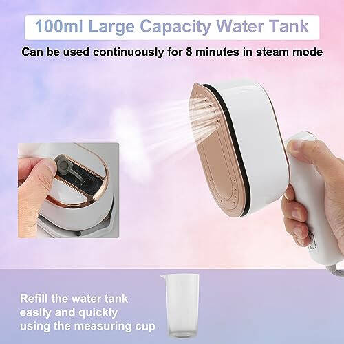 Mini Steam Iron, Travel Steamer for Clothes, 1000W Portable Handheld Steamer Support Dry and Wet Ironing 180° Rotatable Small Iron for Home and Travel, White, 6.3x4.3x3.1 in - 5