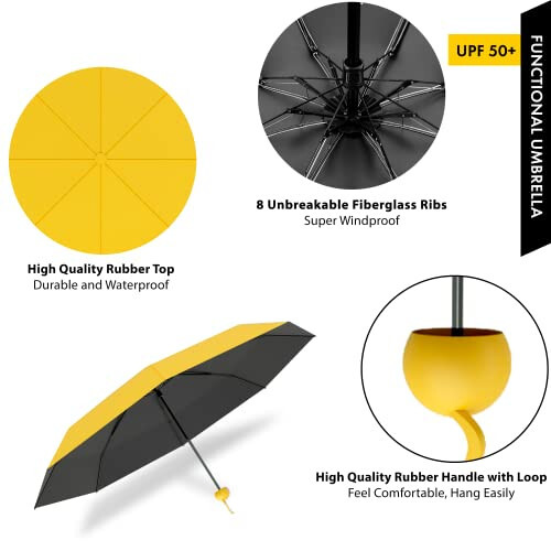 Mini Travel Umbrella Compact, Small Umbrella for Travel, Mini Umbrella for Purse, Sun Umbrella UV Protection, Tiny Pocket Folding Umbrella, Lightweight Portable Umbrella Windproof Parasol for Women and Men - 10