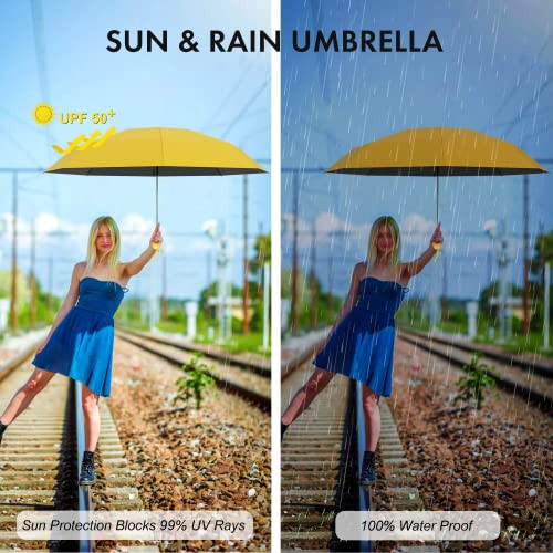 Mini Travel Umbrella Compact, Small Umbrella for Travel, Mini Umbrella for Purse, Sun Umbrella UV Protection, Tiny Pocket Folding Umbrella, Lightweight Portable Umbrella Windproof Parasol for Women and Men - 13