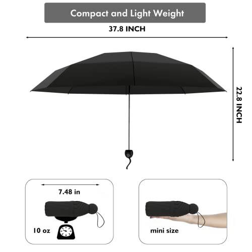 Mini Travel Umbrella Compact, Small Umbrella for Travel, Mini Umbrella for Purse, Sun Umbrella UV Protection, Tiny Pocket Folding Umbrella, Lightweight Portable Umbrella Windproof Parasol for Women and Men - 2