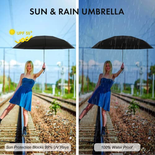 Mini Travel Umbrella Compact, Small Umbrella for Travel, Mini Umbrella for Purse, Sun Umbrella UV Protection, Tiny Pocket Folding Umbrella, Lightweight Portable Umbrella Windproof Parasol for Women and Men - 6