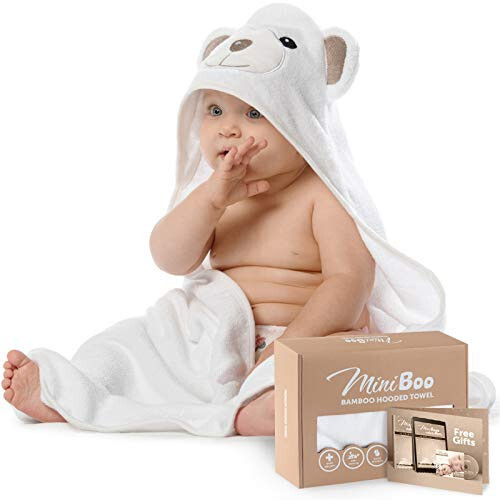 MINIBOO Premium Ultra Yumuşak Bambu Viskoz Bebek Kapşonlu Havlu, Benzersiz Tasarım - Hipoalerjenik, Organik Bebek Havluları Bebekler ve Yürümeye Başlayan Çocuklar İçin - Bebek Hediyeleri İçin Mükemmel - 1