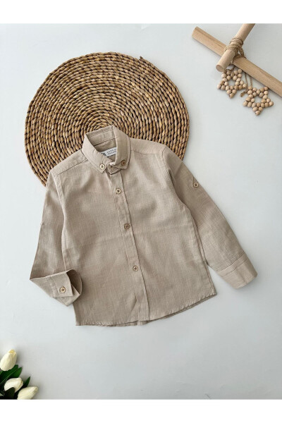 Miniğimin Cicileri Cotton Linen Luxury Boys Shirt - Cream - 3