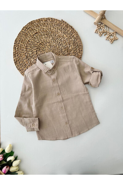 Miniğimin Cicileri Cotton Linen Luxury Boys Shirt - Toupe - 4