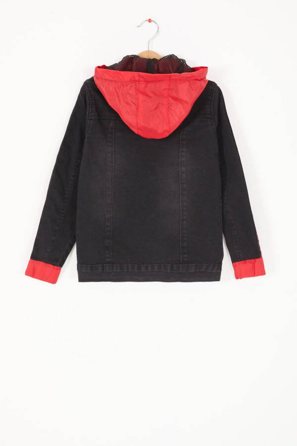 Miniğimin Cicileri Hooded Wklnd Denim Boy's Jacket (SLIM FIT) - Black-red - 2