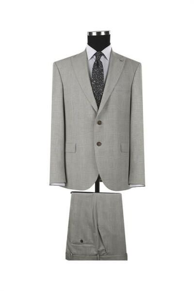 Mink Classic Fit Pointed Collar Wool Suit - 5