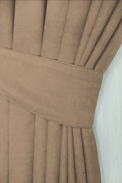 Mink Honeycomb Velvet Textured Blackout Curtain Plain Sewn Extrafor Pleated First Class Quality - 3