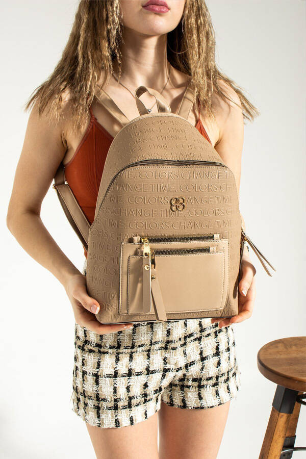 Mink Patterned Pocket Detailed Backpack - 2