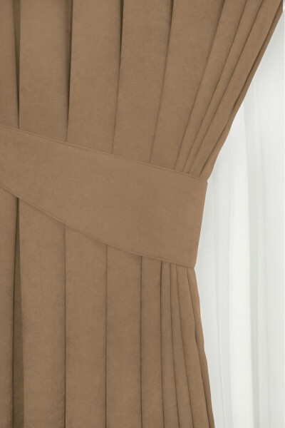 Mink Pleated Velvet Blackout Curtain High Quality Single Panel - 6