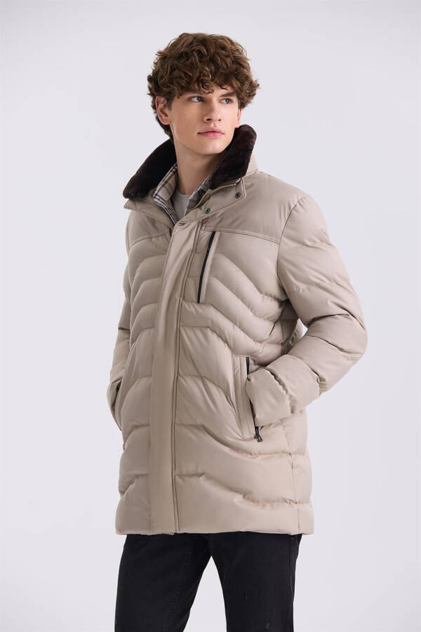 Mink Regular Fit Fur Collar Winter Jacket - 1