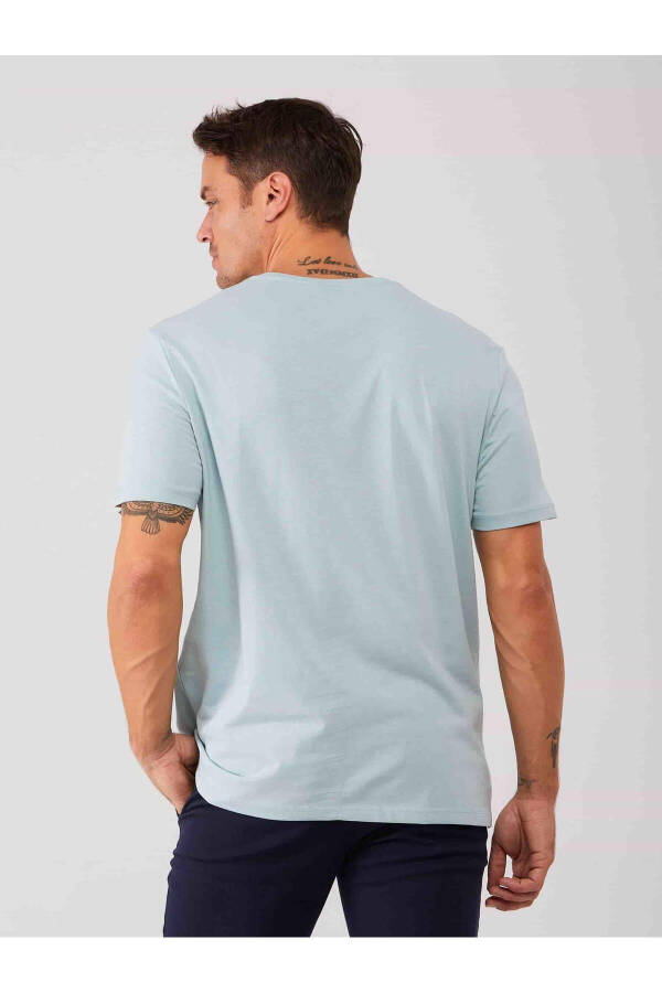 Mint Green Men's Slim Fit Plain Crew Neck T-shirt - 70938 - 15