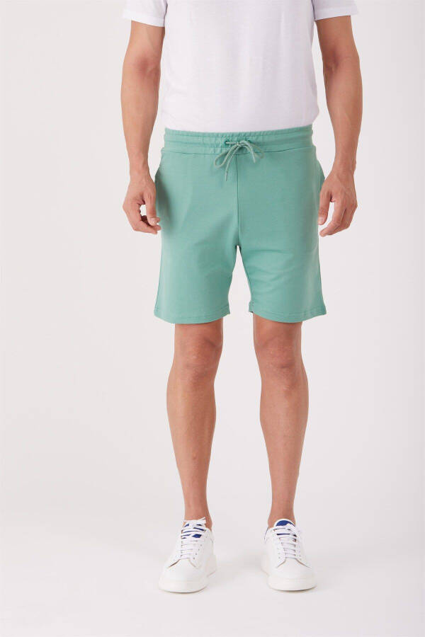 Mint Yeşili Erkek Regular Fit Düz Casual Örme Short - 88558 - 11