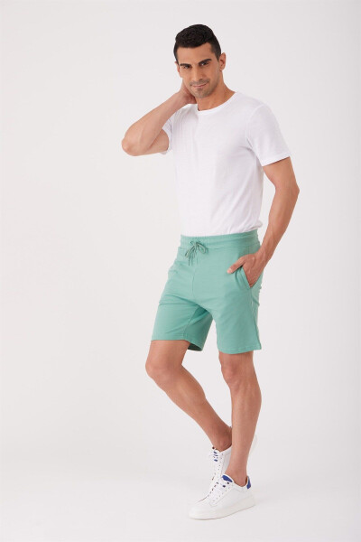 Mint Yeşili Erkek Regular Fit Düz Casual Örme Short - 88558 - 13