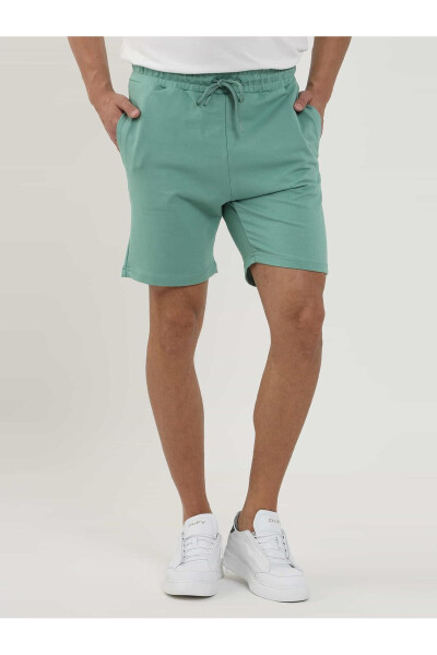 Mint Yeşili Erkek Regular Fit Düz Casual Örme Short - 88558 - 9