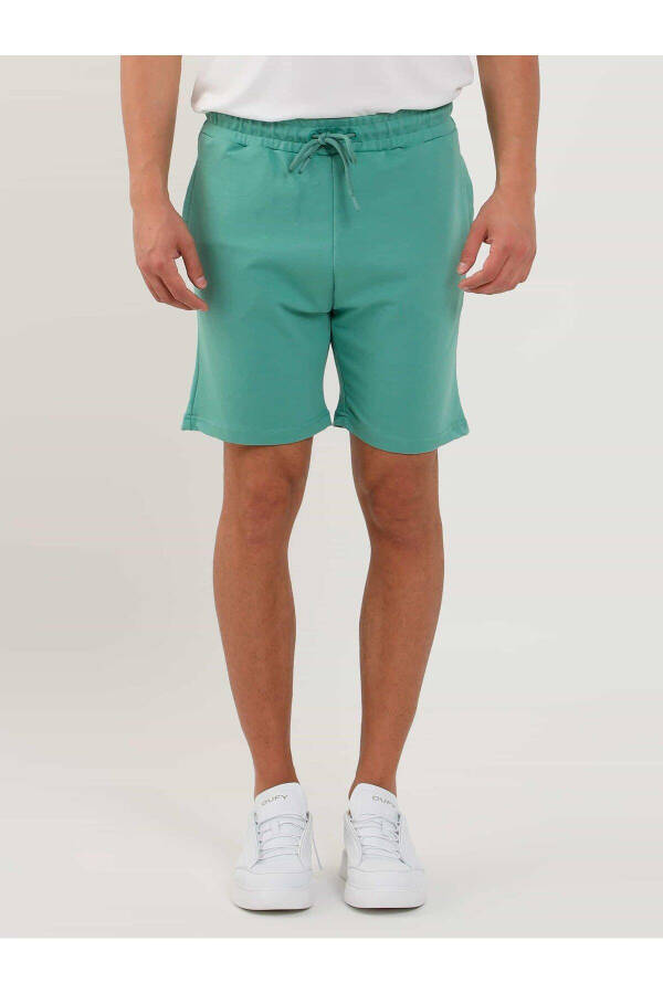 Mint Yeşili Erkek Regular Fit Düz Casual Örme Short - 88558 - 1