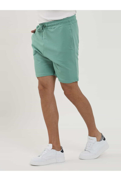 Mint Yeşili Erkek Regular Fit Düz Casual Örme Short - 88558 - 2