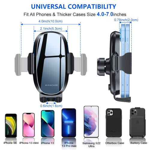 Miracase 2nd Generation Car Phone Holder, Air Vent Phone Holder for Cars 360° Rotation, Universal Mobile Phone Mount Automobile Cradles for Vent Van iPhone 14 Pro Max 13 12 11 Samsung - 22