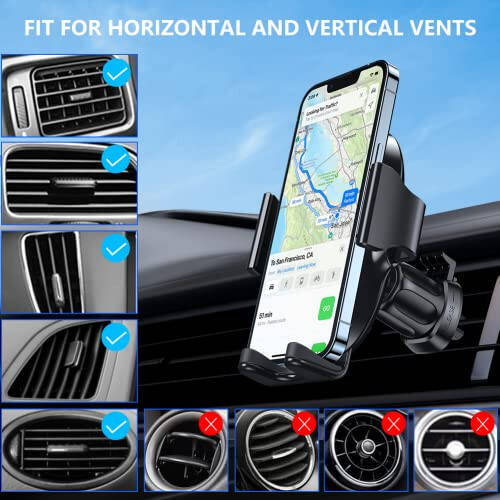 Miracase 2nd Generation Car Phone Holder, Air Vent Phone Holder for Cars 360° Rotation, Universal Mobile Phone Mount Automobile Cradles for Vent Van iPhone 14 Pro Max 13 12 11 Samsung - 23