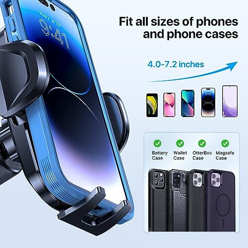 Miracase Phone Holders for Your Car, [Thick Case & Heavy Phone Friendly] Universal Cell Phone Car Mount, 3-in-1 Phone Mount for Car Dashboard Windshield Air Vent Fit for All Smartphones - 5