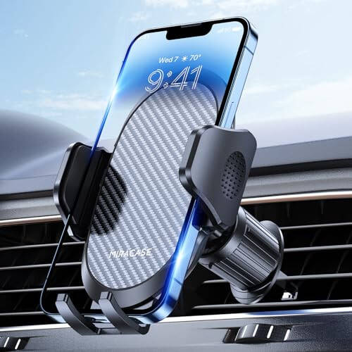 Miracase Phone Holders for Your Car with Newest Metal Hook Clip, Air Vent Cell Phone Car Mount, Universal Automobile Cradle Fit for iPhone Android and All Smartphones, Dark Black - 13