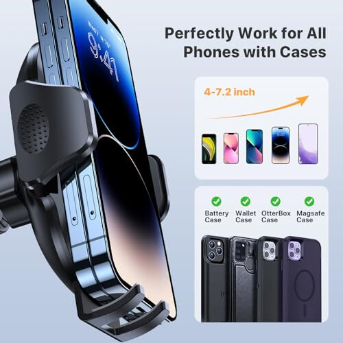 Miracase Phone Holders for Your Car with Newest Metal Hook Clip, Air Vent Cell Phone Car Mount, Universal Automobile Cradle Fit for iPhone Android and All Smartphones, Dark Black - 21