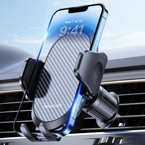 Miracase Phone Holders for Your Car with Newest Metal Hook Clip, Air Vent Cell Phone Car Mount, Universal Automobile Cradle Fit for iPhone Android and All Smartphones, Dark Black - 16