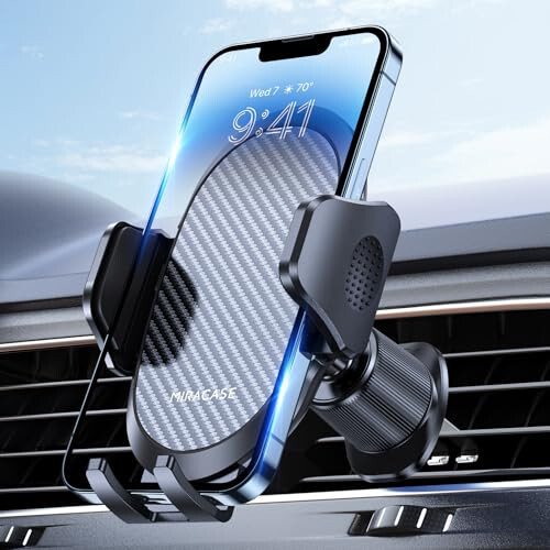 Miracase Phone Holders for Your Car with Newest Metal Hook Clip, Air Vent Cell Phone Car Mount, Universal Automobile Cradle Fit for iPhone Android and All Smartphones, Dark Black - 7