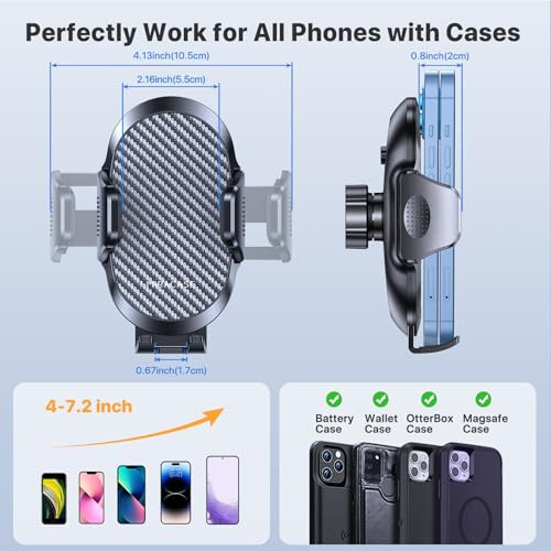 Miracase Phone Holders for Your Car with Newest Metal Hook Clip, Air Vent Cell Phone Car Mount, Universal Automobile Cradle Fit for iPhone Android and All Smartphones, Dark Black - 12