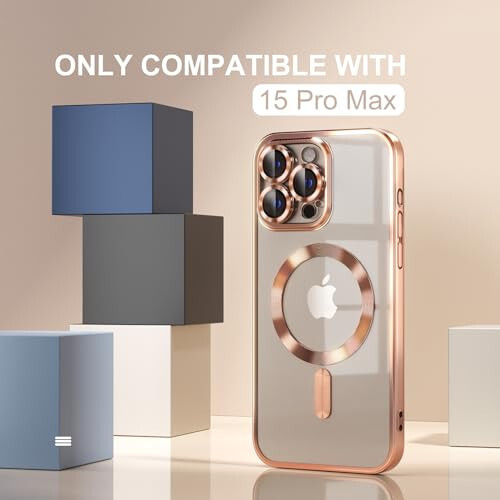 Misea Magnetic iPhone 15 Pro Max Case with MagSafe [Never Yellowing] [Military Grade Drop Protection] Full Camera Lens Protector Plating Soft Clear Phone Case for Women Girls, Gold - 2