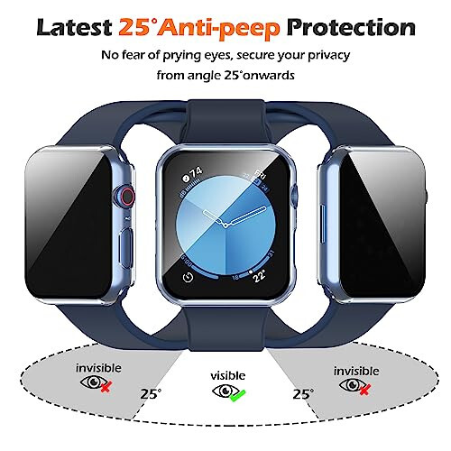 Misxi 2 Pack All-Around Protective Privacy PC HD Case for Apple Watch Series 6 SE Series 5 Series 4 44mm, Shockproof Thin Cover with Anti-Spy Tempered Glass Screen Protector for iWatch, Transparent - 2