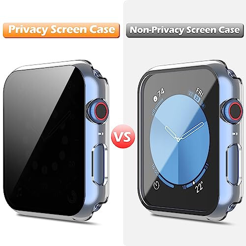 Misxi 2 Pack All-Around Protective Privacy PC HD Case for Apple Watch Series 6 SE Series 5 Series 4 44mm, Shockproof Thin Cover with Anti-Spy Tempered Glass Screen Protector for iWatch, Transparent - 3