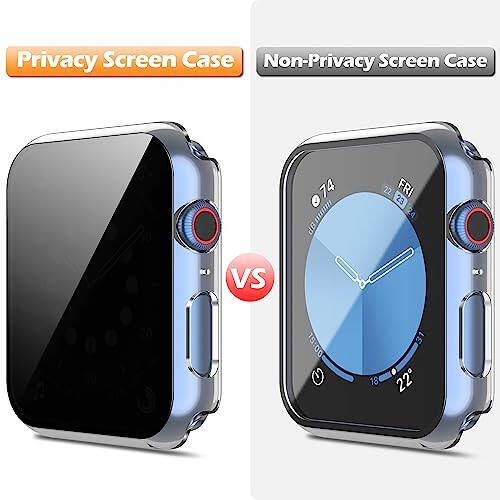 Misxi 2 Pack All-Around Protective Privacy PC HD Case for Apple Watch Series 6 SE Series 5 Series 4 44mm, Shockproof Thin Cover with Anti-Spy Tempered Glass Screen Protector for iWatch, Transparent - 3